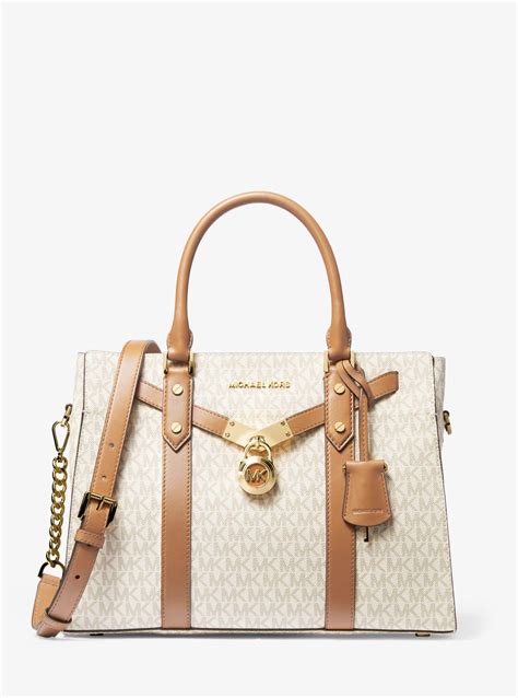 michael michael kors nouveau hamilton large logo and leather satchel|Michael Kors nouveau Hamilton small.